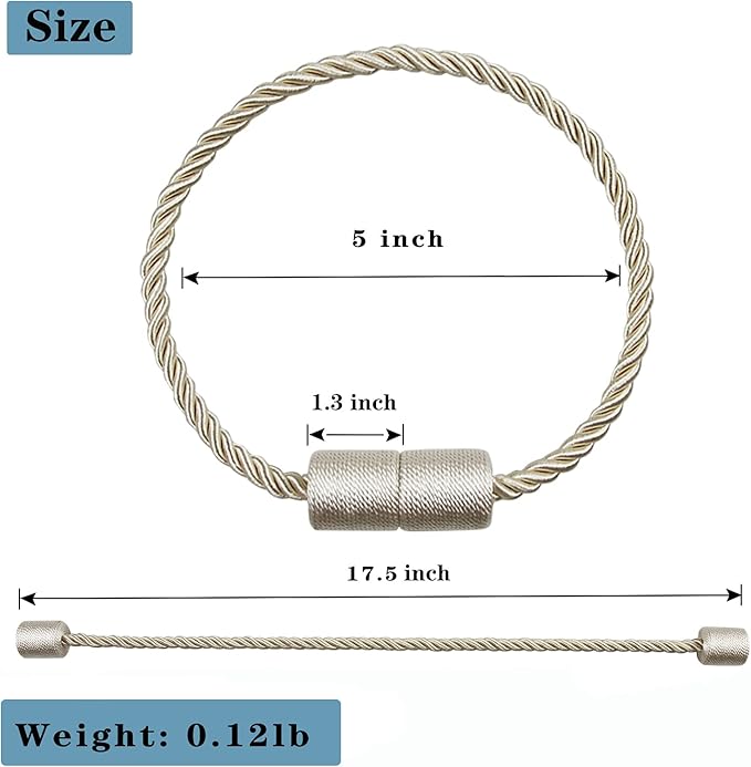 2 Pack Beige Strong Magnetic Curtain Tiebacks Outdoor Elegant Decorative Tie - Image 3