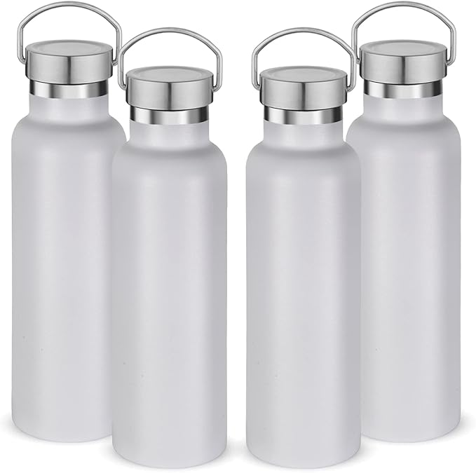 Neihepal 20 oz Insulated Water Bottles Bulk 4 Pack, Stainless Steel Double Wall by Neihepal