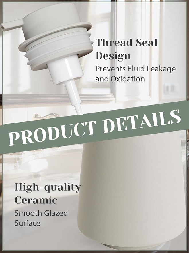 INGOFIN Ceramic Foaming Soap Dispenser -14 oz Foam Hand Soap Dispenser Bathroom - Image 5