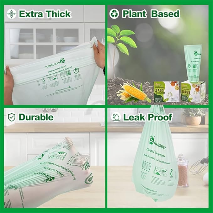 OrangeBio Certified Home Compostable Produce Bags, 14 x 18 Inches, Hold Up to - Image 3