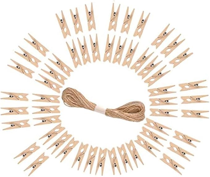 DurReus 50PCS 1.4inch Small Natural Wooden Clothespins by Unknown