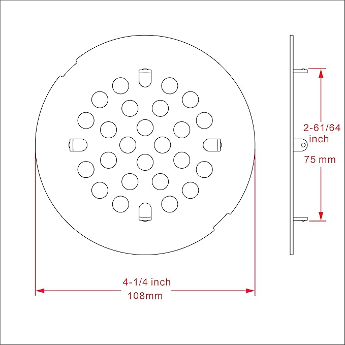 rrajj 4-1/4 Inch Round Snap-in Shower Floor Drain Cover Replacement Cover - Image 2