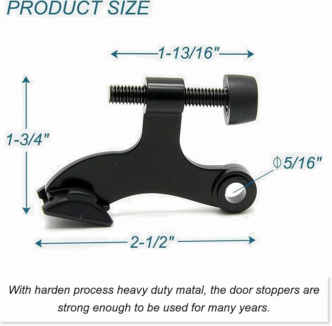 36Pack Hinge Pin Black Door Stopper, Adjustable Heavy Duty Hinge Pin Door Stop - Image 2