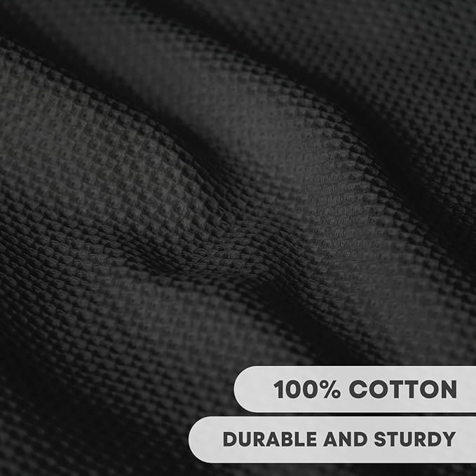 Artoid Mode 100% Cotton Black Waffle Weave Kitchen Dish Cloths, 13x28 Inch - Image 2