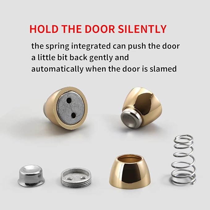 YAGU 2 Pack Magnetic Door Stoppers Holder, Zinc Alloy Bright Gold Door Stops - Image 8