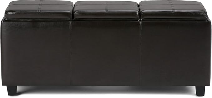 SIMPLIHOME Avalon 42 inch Wide Contemporary Rectangle Storage Ottoman in - Image 5