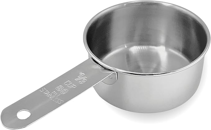 1/3 Cup Stainless Steel Measuring Cup | Sturdy Metal 80 ml | 80 cc | 3 oz | by Knupp+Co.