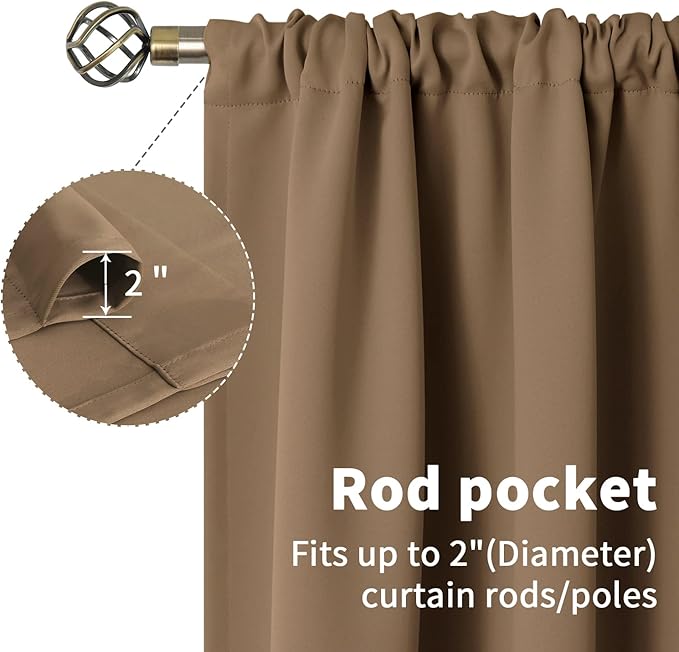 BGment Taupe Blackout Curtains 45 Inches Length - Image 5