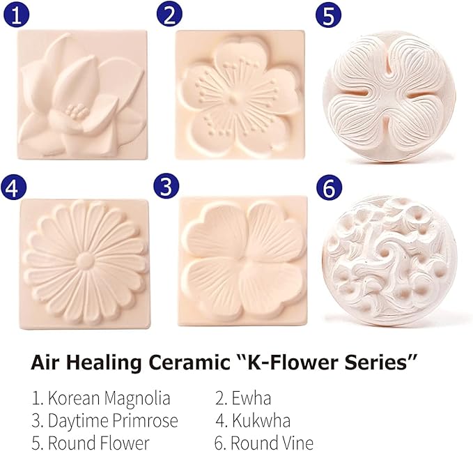 Stone Diffuser-Korean flowers 4 Square tiles, One Set-Odor Eliminator, Air - Image 5
