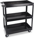 3-Tier Commercial Utility Cart, 3 Shelves Steel Service Tool Cart by LFGUD