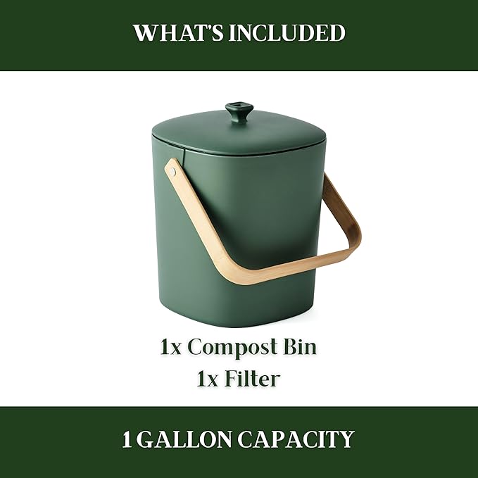 Bamboozle Countertop Compost Bin Kitchen | 1 Gallon | Odorless Composting Bin - Image 3