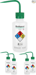 4pcs of Methanol Wash Bottles, Narrow Mouth, Self-Venting Safety Wash Bottles by LABINVO
