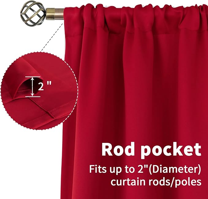 BGment Red Blackout Curtains 40 Inches Length - Image 4