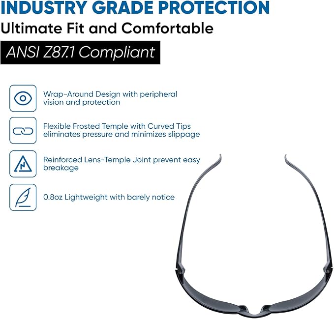 amoolo Tinted Safety Glasses Bulk of 48, Protective Safety Sunglasses, Dark - Image 5