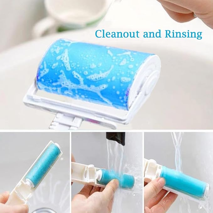 Reusable Portable Lint Roller 4 Pack, Washable Sticky Lint Roller Travel Pet - Image 3