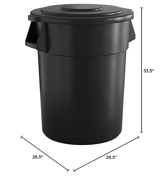 55 Gallon Black Round Commercial Trash Can - Image 5