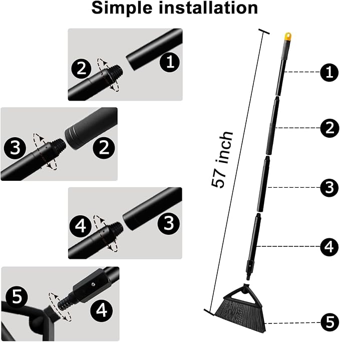 Heavy Duty Broom, Brooms for Sweeeping Indoor, Angle Broom - Image 5