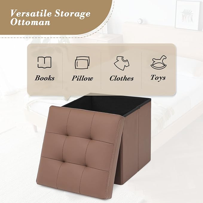 Athena Collection 15" Storage Ottoman Bench Folding Bench - Image 5