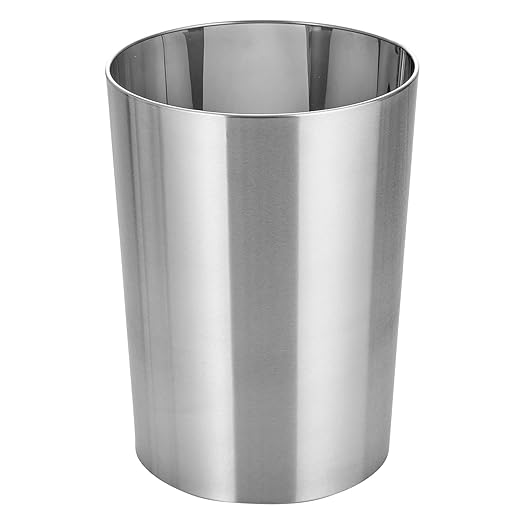mDesign Stainless Steel Round Metal Trash Can, Small 4 Gallon Wastebasket - Image 5