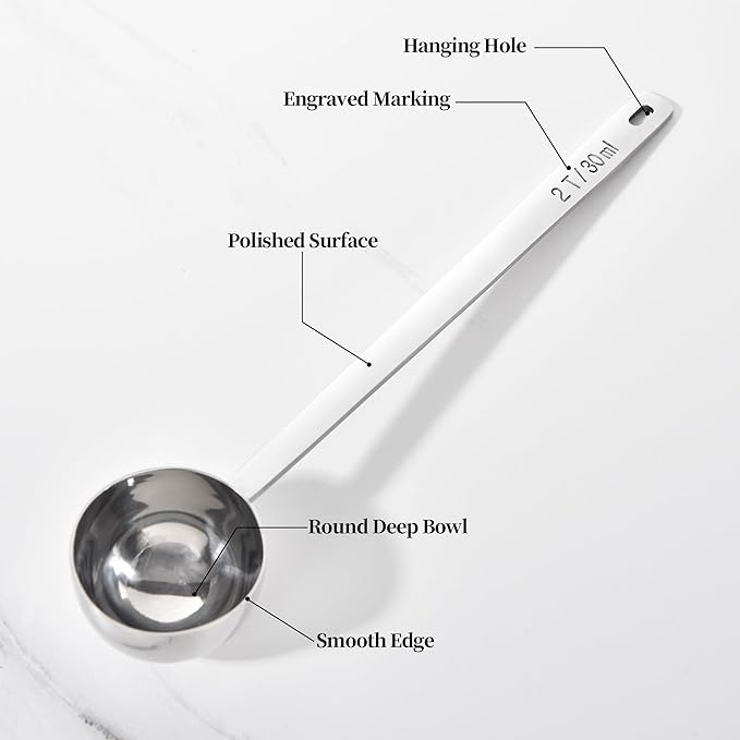 Long Handle Coffee Scoop: 8.6 Inch 18/8 Stainless Steel 2 Tablespoon Metal - Image 6