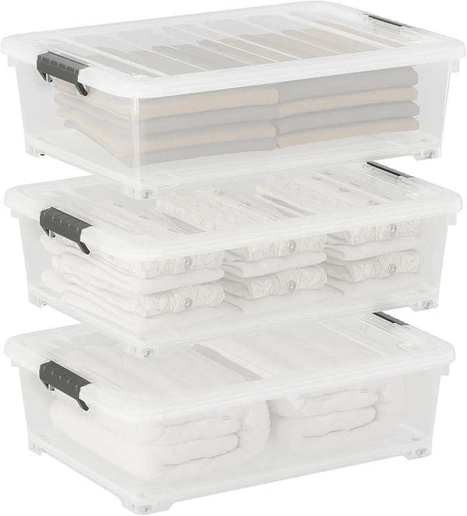 25 Quart Clear Plastic Latch Storage Box - Image 6