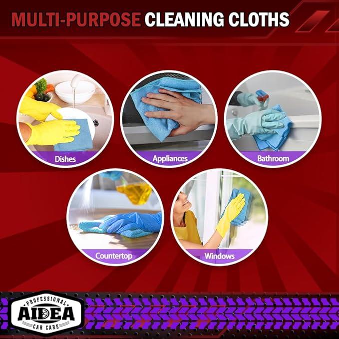 AIDEA Microfiber Cleaning Cloth Blue 20PK, Microfiber Towels - Image 7
