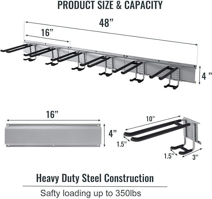 Wall Mount Tool Storage Rack, Garage Organization, Heavy Duty Garage Storage - Image 7