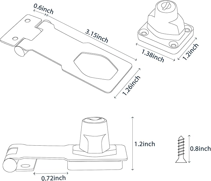 Alise Keyed Hasp Lock, 3 Inch Safety Packlock Clasp Hasp Lock Latch - Image 2