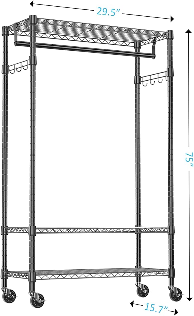 IZEUK Heavy Duty Rolling Garment Rack - Image 2