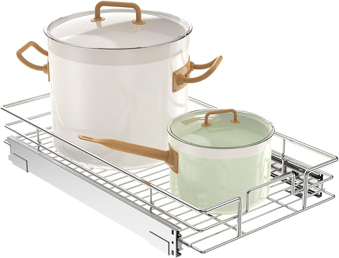 LOVMOR Pull Out Cabinet Organizer 11" W x 18" D, Kitchen Cabinet Pull Out by LOVMOR