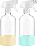 Glass Spray Bottles with Silicone Sleeve Protection, 16 oz 2 Pack, Reusable by FANSTINOW