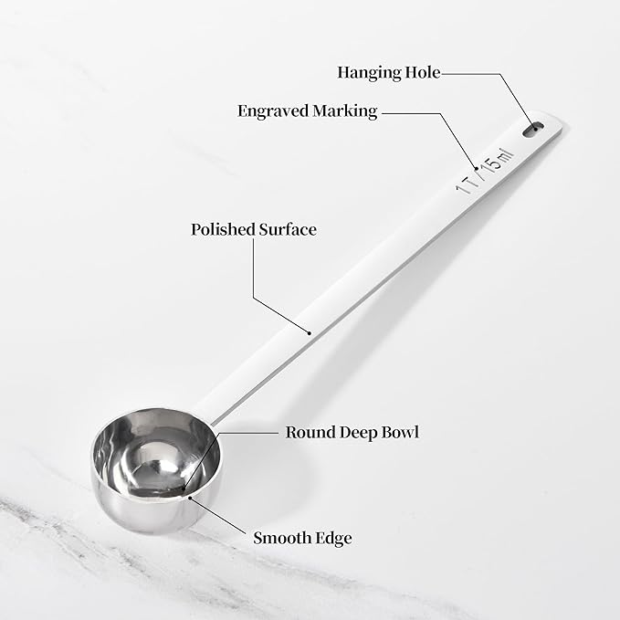 Long Handle Coffee Scoop: 8.3 Inch 18/8 Stainless Steel 1 Tablespoon Metal - Image 6