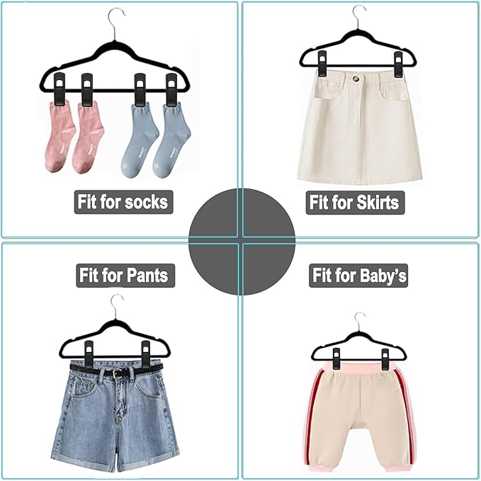 Hanger Clips Perfect for Velvet Hangers, Non-Slip Plastic Clips Pant Skirt - Image 5