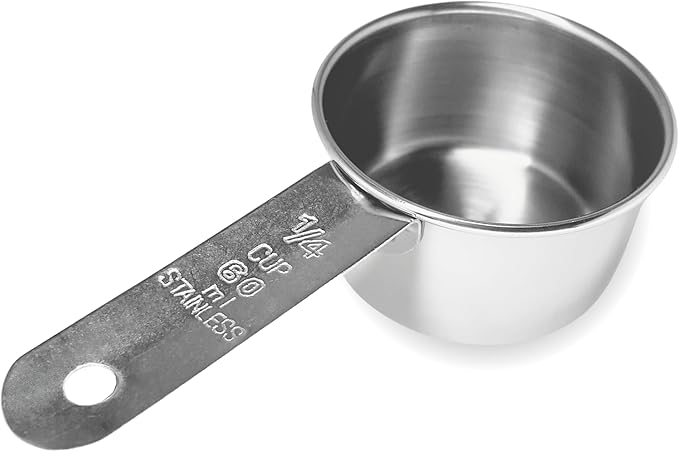 1/4 Cup Stainless Steel Measuring Cup | Sturdy Metal 60 ml | 60 cc | 2 oz | by Knupp+Co.