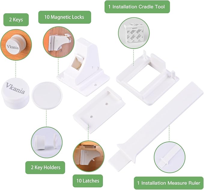 10 Pack Vkania Magnetic Cabinet Locks Baby Proofing - Image 3