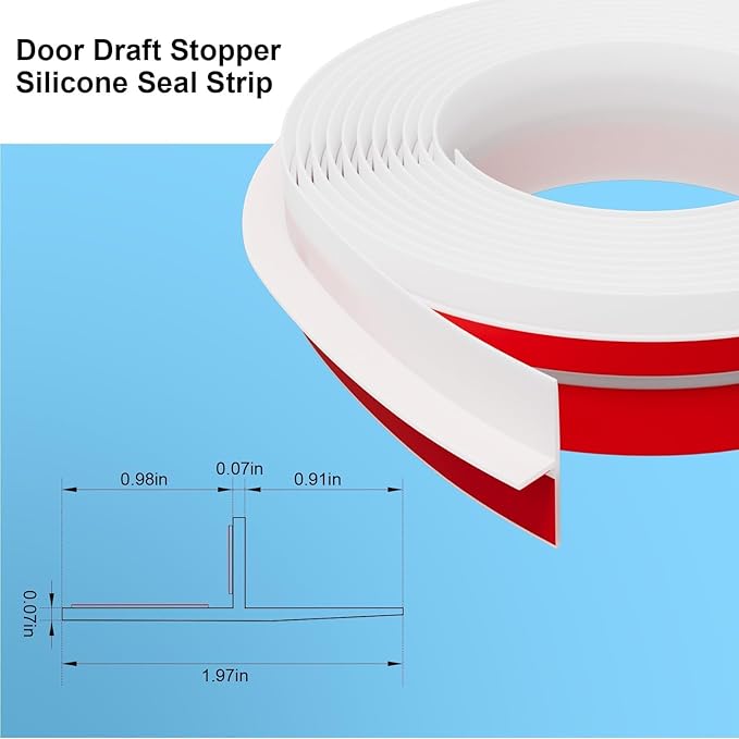 T-Shaped Door Draft Stopper, 1.97 in x 40 Ft Silicone Seal Strip - Image 2