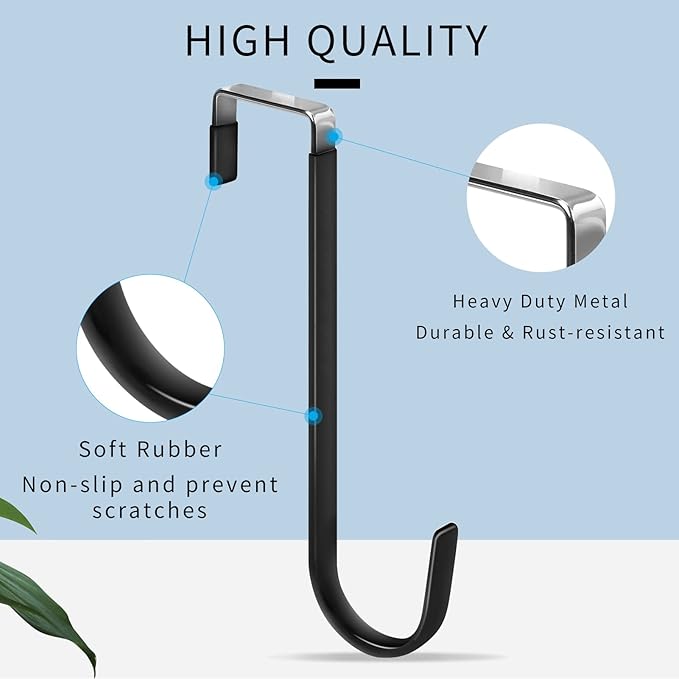 FYY Over The Door Hooks, 4 Pack Upgraded Long Door Hangers Hooks - Image 3