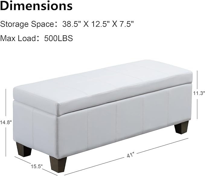 White Faux Leather Ottoman - Image 3