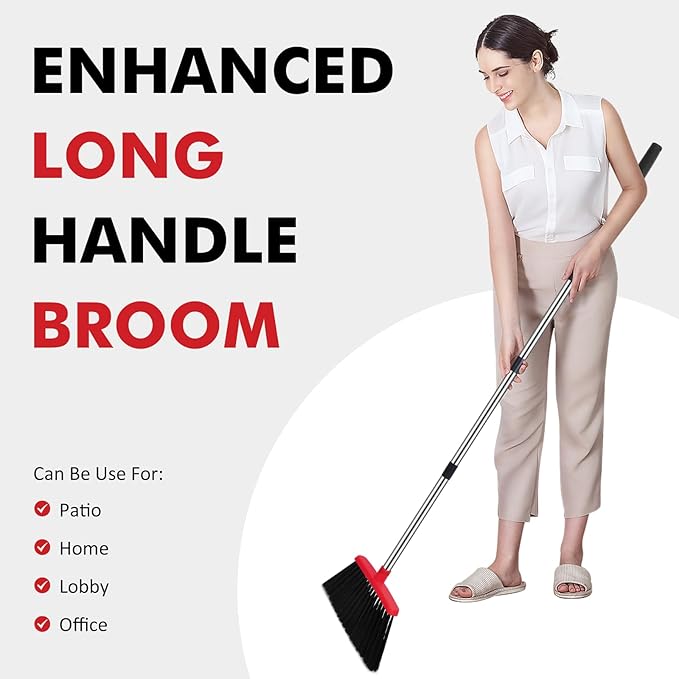 Heavy Duty Broom, 55 Inch Long Handle Outdoor Large Angle Brooms, Commercial - Image 7