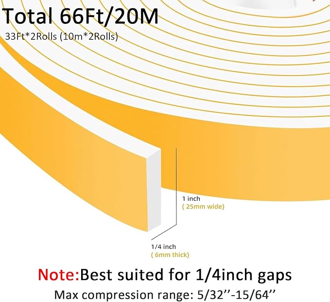 High Density Foam Weather Stripping Door Seal Strip Insulation Tape Roll - Image 3