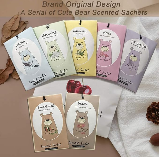 14 Packs Scented Sachets for Drawers and Closets Lavender, Sandalwood, Gardenia - Image 7