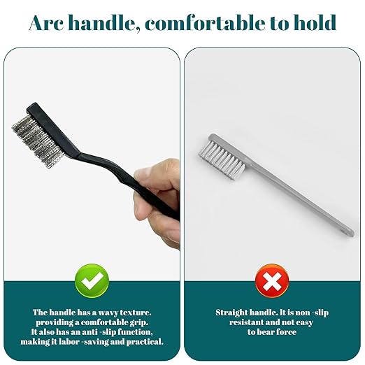 40 Pcs Mini Wire Brush Stainless Steel Brush Set, Curved Handle Masonry Brush - Image 3