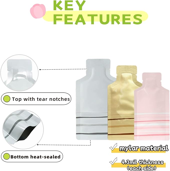 100 Pack 2.95x5.1 inch Heat Seal Sample Mylar Packets - Image 3