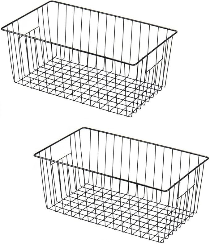 16" L x 12" W Wider Freezer Storage Organizer Baskets Container, Deep Metal by Y.Z.Bros