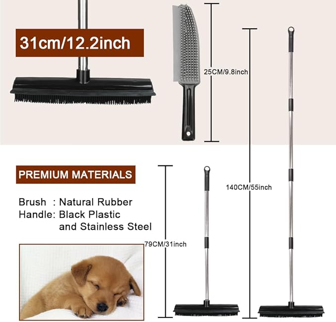 Rubber Broom and Pet Hair Removal Brush Set - Image 2