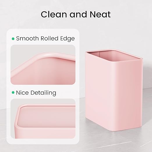 Cesun Pink Bathroom Trash Can 2.1 Gallon Wastebasket, Small Modern Metal - Image 5