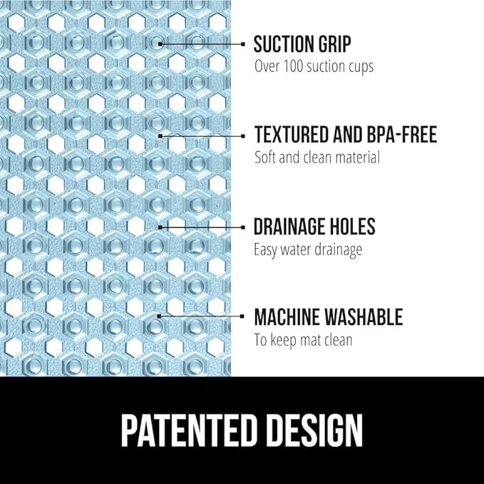 GORILLA GRIP Patented Square Shower Stall Mat, Small Bathtub Floor Mats - Image 2