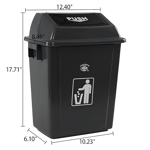 4 Pack Plastic Swing Lid Trash Can, 6 Gallon Trash Cans - Image 2