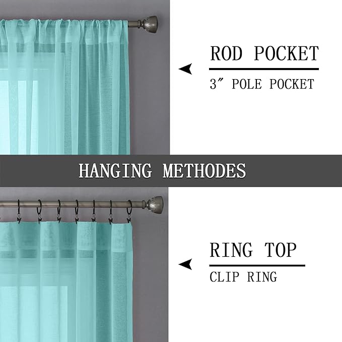 Tollpiz Sheer Curtains Linen Textured Living Room Curtain Sheers Light - Image 5