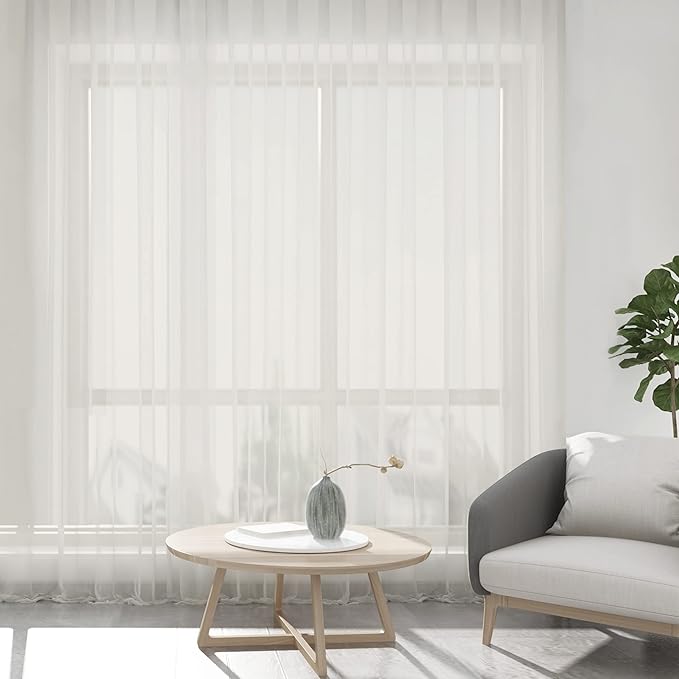 Chyhomenyc Sheer Curtains 120 Inch Extra Long, 2 Pieces, Rod Pocket Top Soft - Image 2